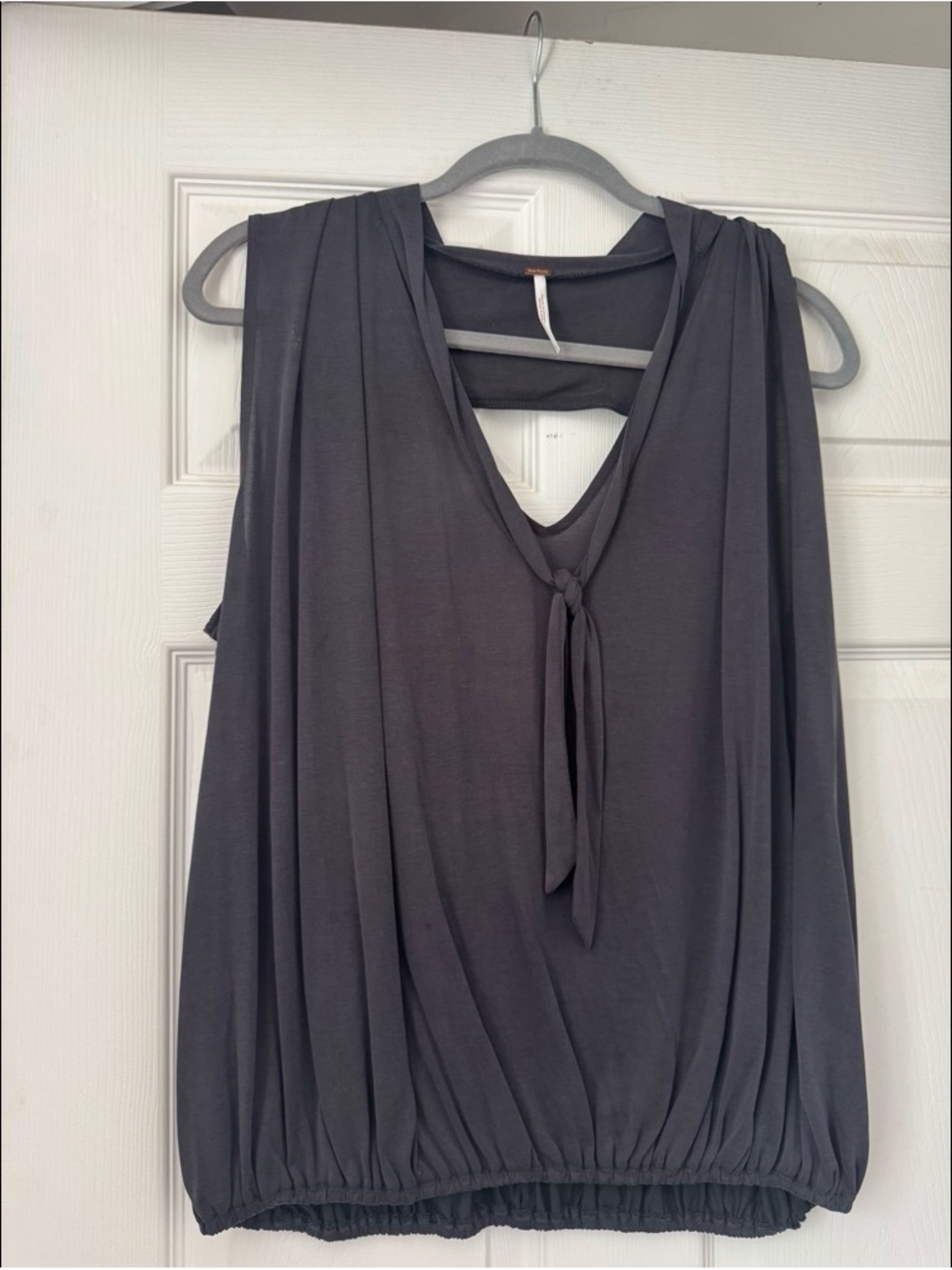 Free People Charcoal Gray Tie-Front Sleeveless Camisole